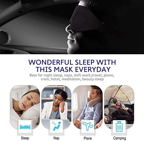 3D uyku maskesi, Kadınlar erkekler için uyku göz maskesi, konturlu fincan gece körü körüne, lüks ışık engelleme göz