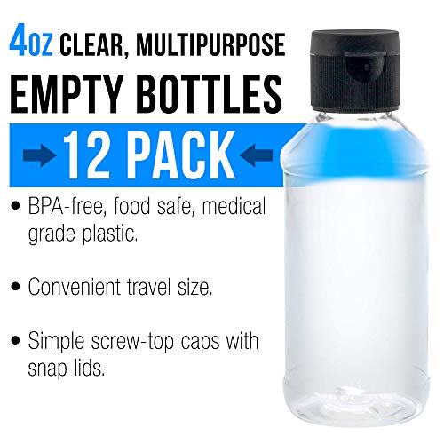 ABD Sanat Kaynağı 4 ons Sıkma Kapaklı PET Plastik Şişeler-BPA içermeyen, gıda güvenli, tıbbi sınıf plastik, akrilik