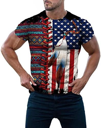 Vatansever BEUU Bağımsızlık Günü Mens T-Shirt, Retro ABD Bayrağı Hint Tribal Tees Tops Yaz Egzersiz Slim Fit T Gömlek