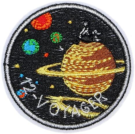 JPT-12 Voyager Gezegenler Satürn Galaxy NASA İşlemeli Aplike Demir / Yamalar üzerinde dikmek Rozeti Sevimli Logo Yama