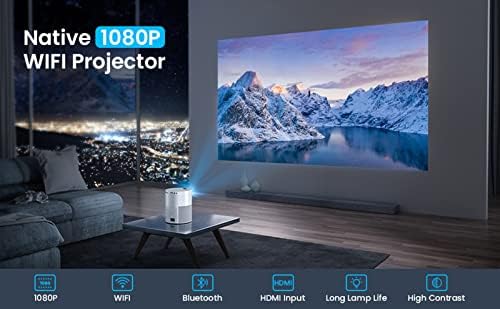 WiFi Bluetooth ile Taşınabilir Projektör Yerli HD 1080P Destek 4K Video Projektör Ev Sineması Projektörü Dahili Hoparlörler