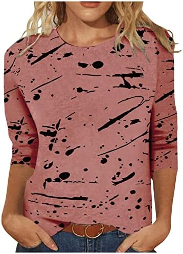 Bayan Sonbahar Yaz Gömlek 3/4 Kollu Giyim Moda Pamuk Crewneck Grafik Gevşek Fit Brunch Bluz T Shirt Kızlar için BC
