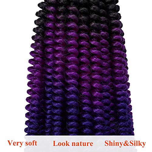 3 Packs 8 İnç Bahar Büküm Ombre Renkler Tığ Örgüler Sentetik Örgü Saç Uzantıları Hairpieces 30 Strands 110 g / paket