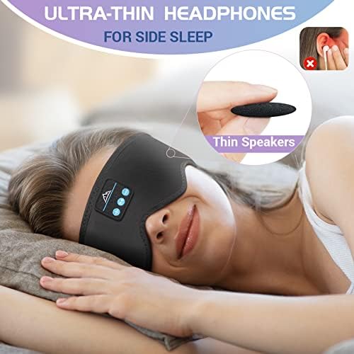 2 Paket Uyku Kulaklık Kablosuz Bluetooth Kafa Bandı-Rahat Uyku Göz Maskesi Kulaklık