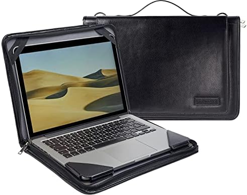 Broonel Siyah Deri Dizüstü Messenger Kılıf-Acer Chromebook CB314-1HT-C7GS ile Uyumlu 14