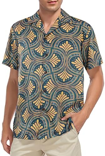 Hawaii Gömlek Erkekler için Düğme Aşağı Gömlek Kısa Kollu Çiçek Tropikal Düzenli fit Yaz Tatili Plaj Gömlek
