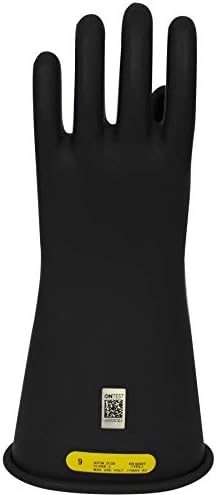 Ulusal Güvenlik Kıyafetleri Sınıf 2 Siyah Kauçuk Gerilim Yalıtım Eldivenleri, Maks. Kullanım Gerilimi 17000 V AC/25500