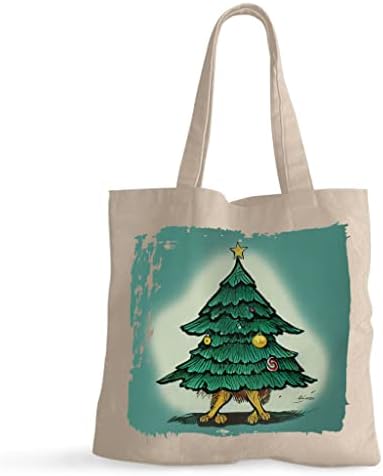 Noel Ağacı Karikatür Küçük Tote Çanta-Boyama Alışveriş Çantası-Noel Tote Çanta