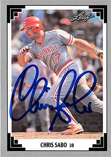Chris Sabo imzalı beyzbol kartı (Cincinnati Reds) 1991 Yaprak 65-İmzalı Beyzbol Kartları