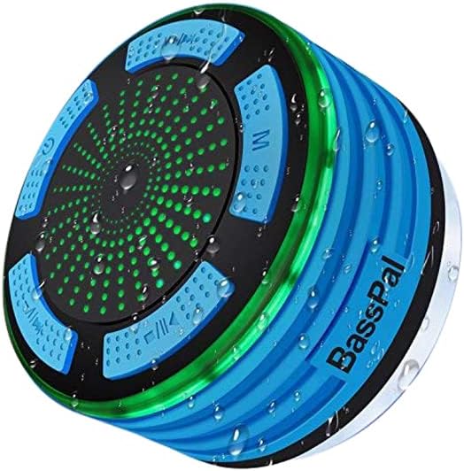 BassPal duş hoparlörü Waterpoof IPX7, Radyo ile taşınabilir kablosuz Bluetooth hoparlörler, vantuz ve LED ruh hali