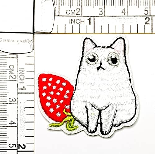 Kleenplus 3 adet. Kedi Çilek Meyve Karikatür Dikmek Demir on Patch İşlemeli Aplike Zanaat El Yapımı Elbise Elbise