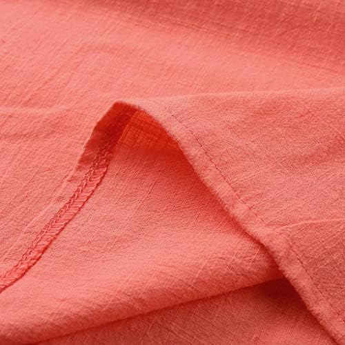 Kadın Rahat Pamuk Keten Gömlek, kadın 3/4 Kollu Ekip Boyun Gevşek Fit T Shirt Yan Bölünmüş Bluz Tunik Üstleri