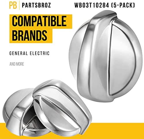 PartsBroz WB03T10284 Brülör Kontrol Düğmeleri (5'li Paket) - GE Serileriyle Uyumlu, Paslanmaz Çelik Kaplama-AP4346312,
