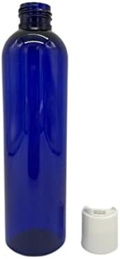 8 oz Mavi Cosmo Plastik Şişeler -12 Paket Boş Şişe Doldurulabilir-BPA İçermez-Uçucu Yağlar-Aromaterapi / Beyaz Pres