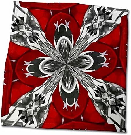 3dRose Kırmızı Siyah Beyaz Çiçek Dürbünü - Havlular (twl-214085-3)