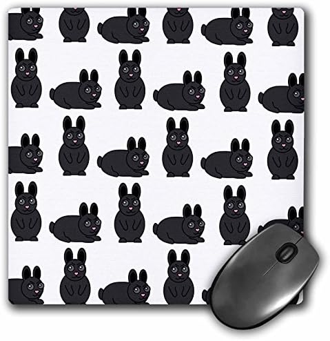 3dRose Sevimli Siyah Küçük Tavşan Huysuz Tavşan Baskı-Mouse Pad, 8'e 8 (mp_25326_1)