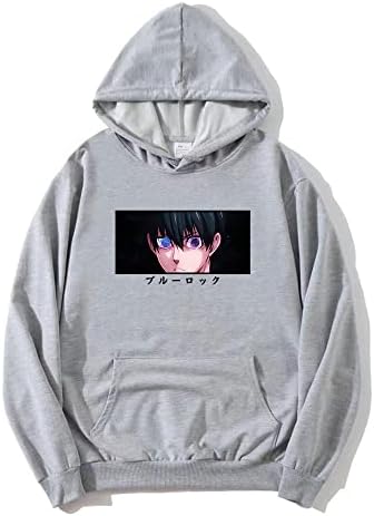 WJHYWDH Anime Merch Mavi Kilit Hoodies Rahat Kapüşonlu Sweatshirt Unisex Giyim