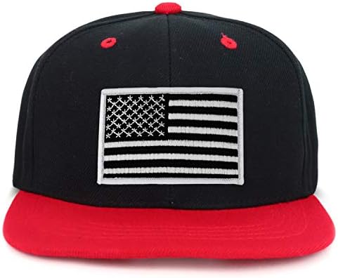 Armycrew gençlik çocuk siyah beyaz Amerikan Bayrağı yama düz fatura Snapback 2 tonlu beyzbol şapkası