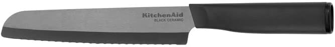 KitchenAid Klasik Seramik Tırtıklı Ekmek Bıçağı, Özel Kesim Bıçaklı Kapak, Keskin Mutfak Bıçağı, Bulaşık Makinesinde