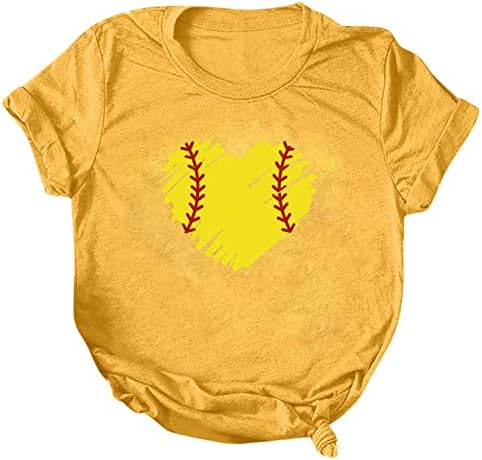 Bayan Kısa Kollu Üstleri, Beyzbol Grafik Tees Sevimli Beyzbol Baskılı Yaz Kısa Kollu T Gömlek Casual Spor Tops