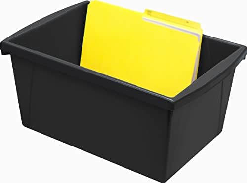 Storex 5.5 Galon Saklama Kutusu – Kitaplar ve Sarf Malzemeleri için Plastik Sınıf Düzenleyici, Siyah, 6'lı Paket (61429C06C)