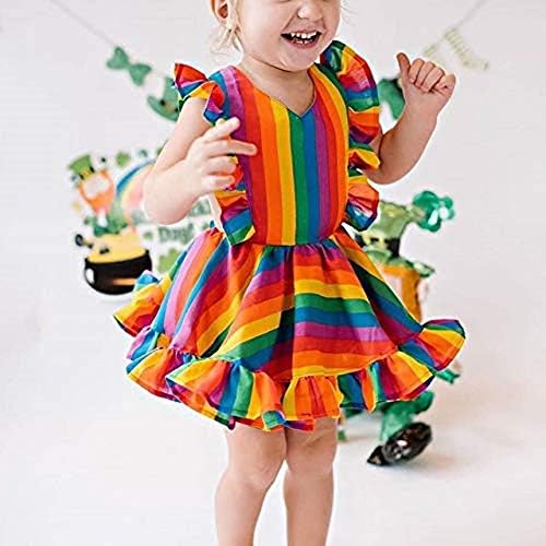 KİDSA 1-5T Toddler Bebek Kız Prenses Gökkuşağı Elbise Ruffles Kolsuz Backless Tutu Yaz Sundress