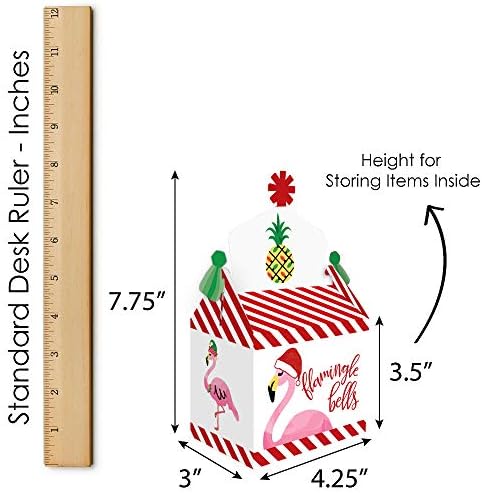 Mutluluk büyük Nokta Flamingle Bells-Tedavi Kutusu Parti İyilik-Tropikal Noel Partisi Goodie Gable Kutuları-12 Set