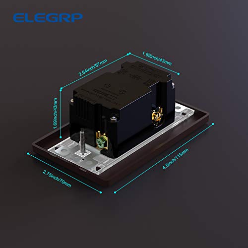 ELEGRP 30W 6.0 Amp 3 Portlu USB Duvar Prizi, USB Tip C ve Tip A Bağlantı Noktalarına Sahip 15 Amp Priz, iPhone/iPad/Samsung/LG/HTC/Android