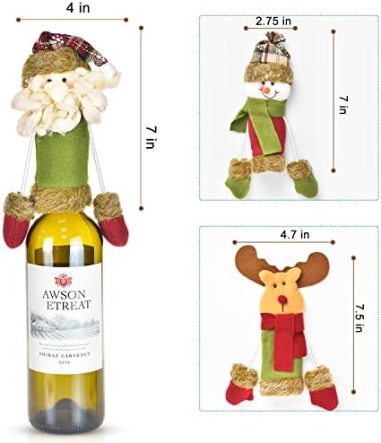 IWNTWY Noel şarap şişe kapağı, El Yapımı Keçe Kumaş Noel Baba Kardan Adam Ren Geyiği şarap şişe kapağı s Noel Yeni