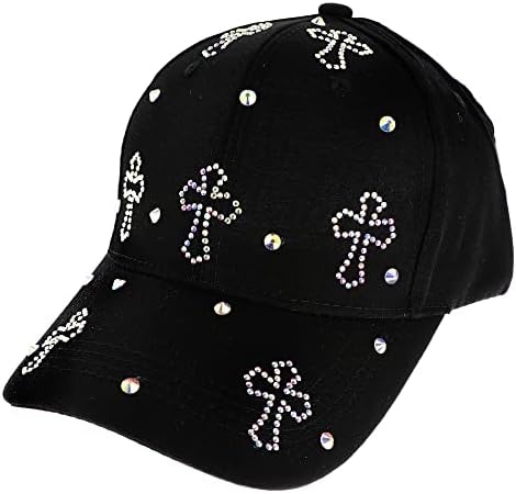 ÜST ŞAPKALAR Bling Rhinestone Mücevherli Şapka-Bayan Kristal Desen Beyzbol Şapkası