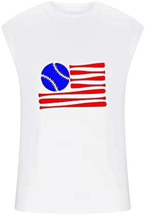 4th Temmuz Tankı Üstleri Erkekler için Spor Vatansever Gömlek Yaz Crewneck ABD Bayrağı Baskı Egzersiz Üstleri Kolsuz