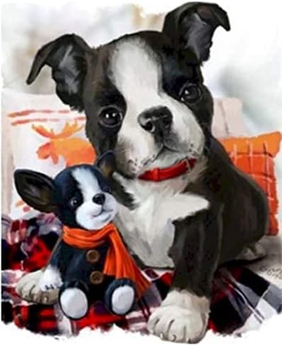 Yetişkinler ve Çocuklar için 5D Elmas Boyama Kiti 2 evcil Köpek Yeni Başlayanlar DIY Tam Elmas Sanat Yuvarlak Elmas