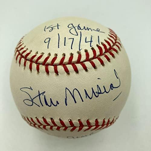 Stan Musial 1. Maç 9-17-1941 ve Son Maç 9-29-1963 İmzalı Beyzbol PSA DNA İmzalı Beyzbol Topları