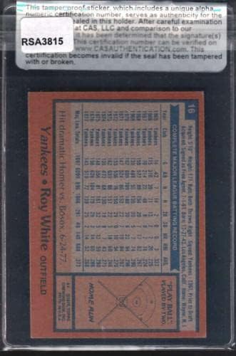 1978 Topps 16 Roy Beyaz İmza Kartı Cas Kimlik Doğrulama Rsa3815-Beyzbol Slabbed İmzalı Kartlar