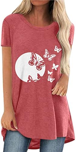 Kadın T Shirt Yaz Bayan Kısa Kollu Ekip Boyun Çiçek Petal Baskılı Gömlek Üst Rahat Gevşek Rahat Gömlek