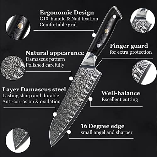 Bıçak Seti, Şam Mutfak Bıçakları Seti 6 ADET Şef Bıçağı Seti Profesyonel Japonya Sankotu Bıçak Balta Kemik Bıçaklar