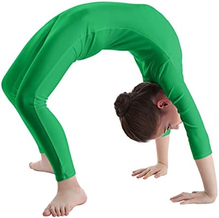 Jugaoge Çocuklar Gençlik Kızlar Jimnastik Bale Dans Leotard Uzun Kollu Tam Bodysuit Yoga Spandex Eğitim Takım Elbise