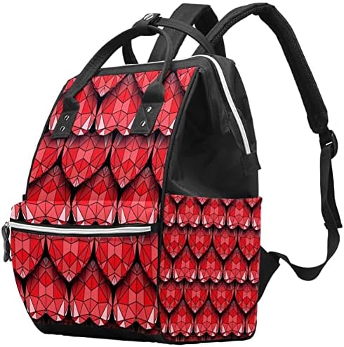 Geometrik Kalpler Aşk Kırmızı Desen bebek bezi çantası Sırt Çantası Bebek Bezi Değiştirme Çantaları Çok Fonksiyonlu
