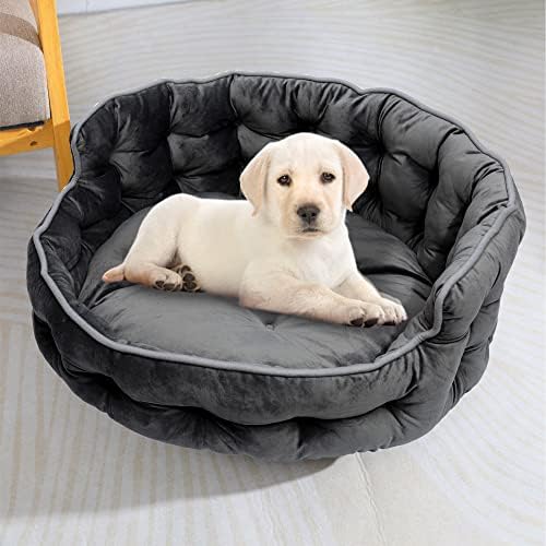 Küçük Köpekler için QUVİTA yuvarlak Köpek yatağı Yıkanabilir lüks Pet çekyat kanepe süper yumuşak kabarık kendinden