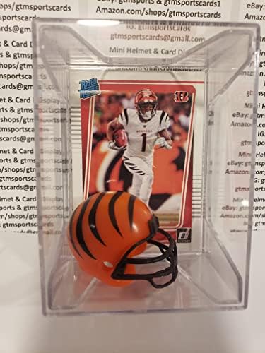 Ja'marr Chase Cincinnati Bengals Mini Kask Futbol Çaylak kart vitrini Koleksiyon Otomatik Shadowbox İmza LSU RC Jamarr