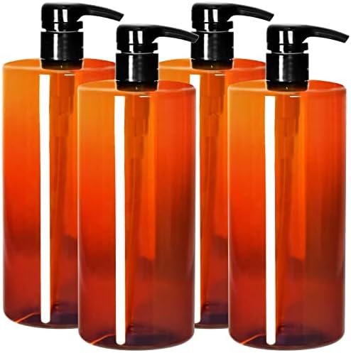 Youngever 4 Paket pompa şişeleri Şampuan için 32 Ons (1 Litre), Amber Şampuan pompa şişeleri, Kilitli Plastik Silindir
