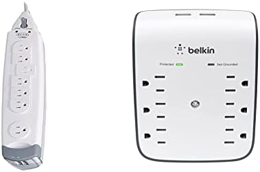 Belkin 7-Outlet SurgeMaster Ev Serisi güç şeridi Dalgalanma Koruyucusu ile 12ft Kablosu, 1060 Joule, Beyaz ve 6-Outlet