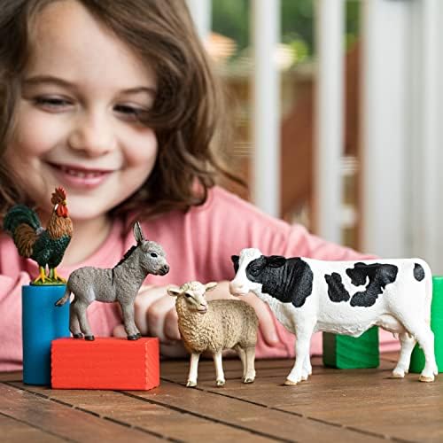 Schleich Çiftlik Hayvanı Oyuncakları ve Oyun Setleri-Çiftlik Dünyası 3 yaş ve Üstü çocuklar için inek, Horoz, Koyun
