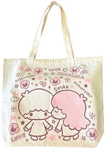 EITAI T029 Sanrio Little Twin Stars Cute Tote Bag, Alışveriş Çantası, Mutfak Yeniden Kullanılabilir Alışveriş Çantası,