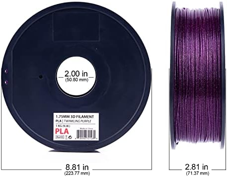 İç Glitter PLA 3D Yazıcı Filament 1.75 mm - Boyutsal Doğruluk + / -0.03 mm -1 kg makara (2.2 lbs) – Çoğu FDM/FFF yazıcısına