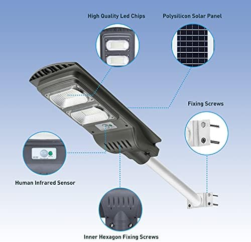 MATEPLUS 200 W güneş sokak ışık 6000 lümen açık, 96 LEDs IP65 ticari otopark ışık Yard için uzaktan ve hareket sensörü