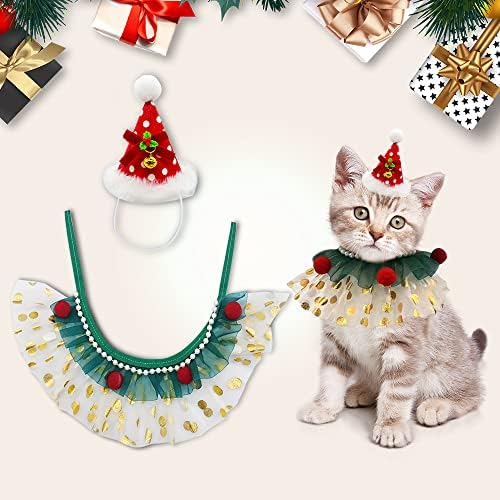 Noel Köpek Kostüm Yaka Noel Köpek Yeşil Elbise Şapka Aksesuarları Noel Ayarlanabilir Kediler Kostüm Yaka Giydirin