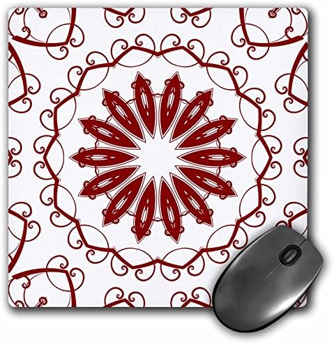 3dRose LLC 8 x 8 x 0,25 İnç Mouse Pad, Kırmızı / Siyah Mandala Plakası (mp_42008_1)