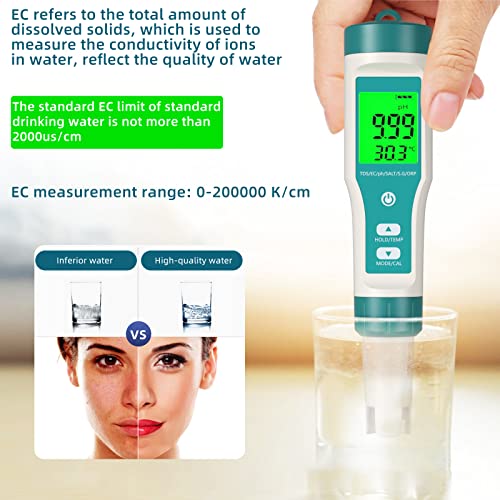 pH ölçer, NIRIAHO TDS Metre 8-in-1 pH test cihazı PPM Metre EC Metre Tuz Test Cihazı ORP H2 Test Cihazı Sıcaklık Test