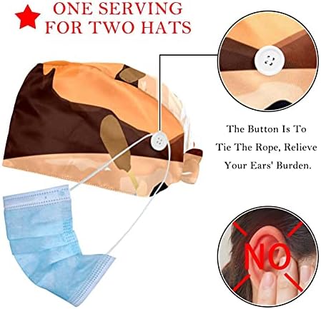 2 Paket Hygge Mor Ayarlanabilir çalışma kapağı Düğmeli Ter Bandı Hemşireler için Kadın At Kuyruğu Şapka